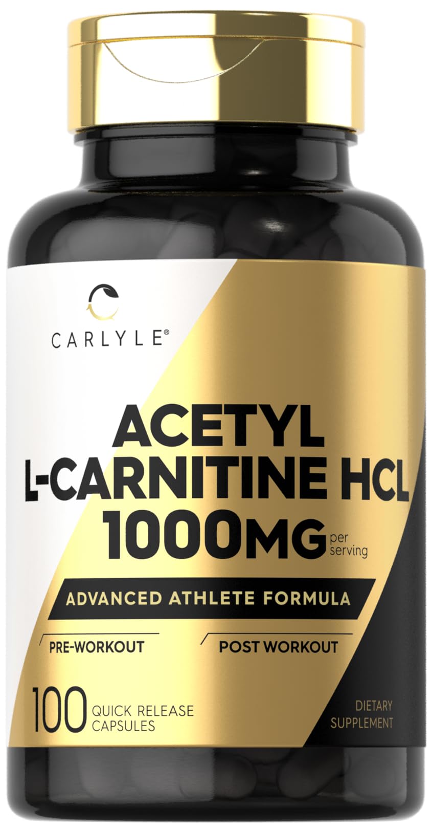 Carlyle Acetyl L-Carnitine HCL bottle with 1000 mg capsules