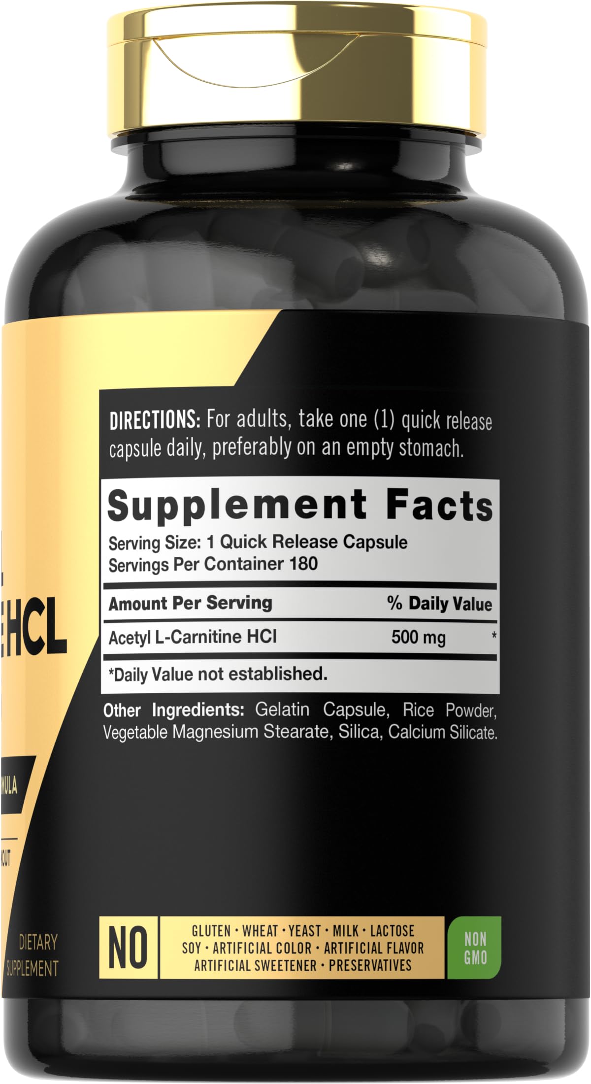 Close-up of 500 mg Acetyl L-Carnitine HCl capsules