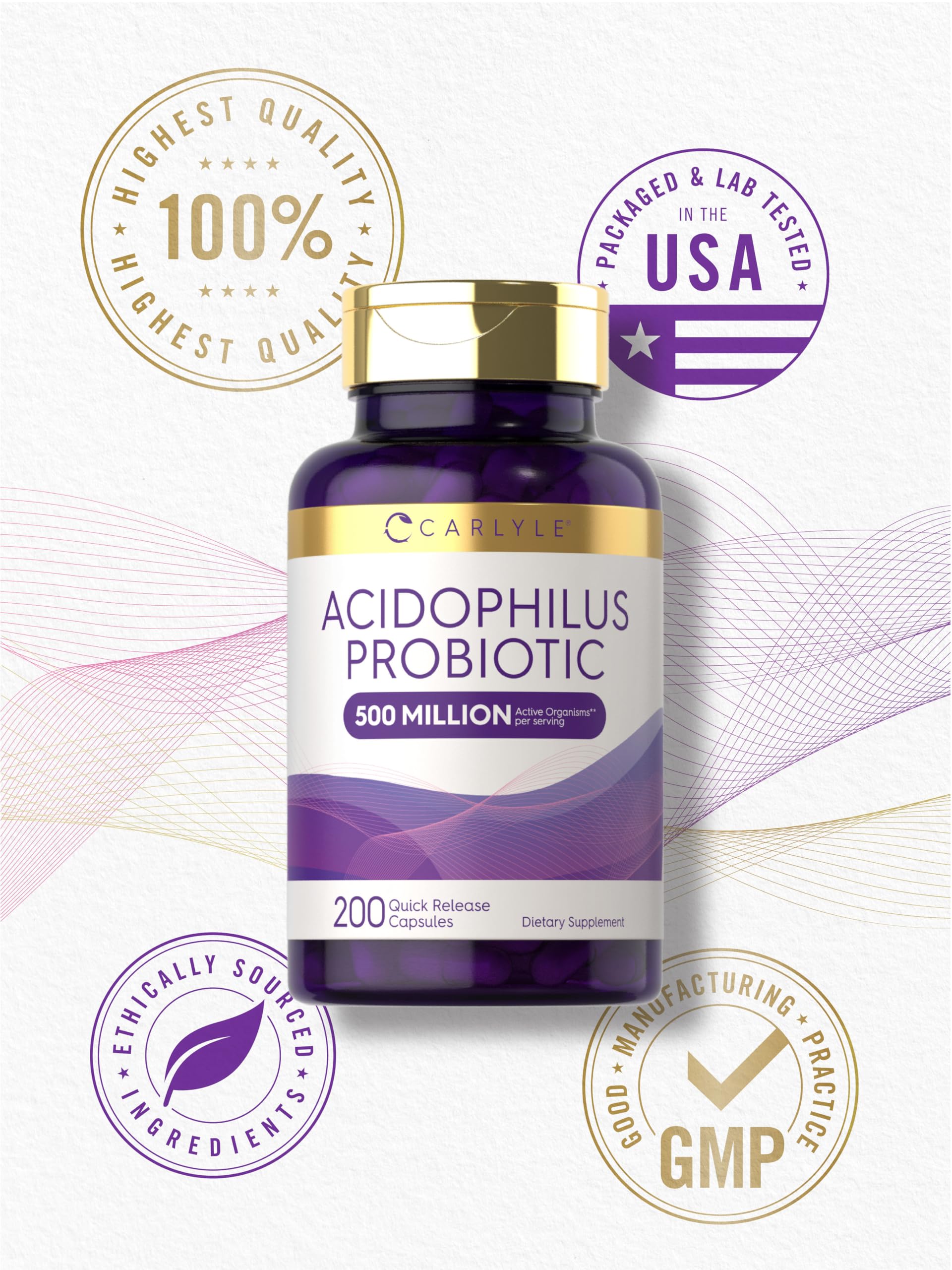 Top-down view of Carlyle Acidophilus bottle