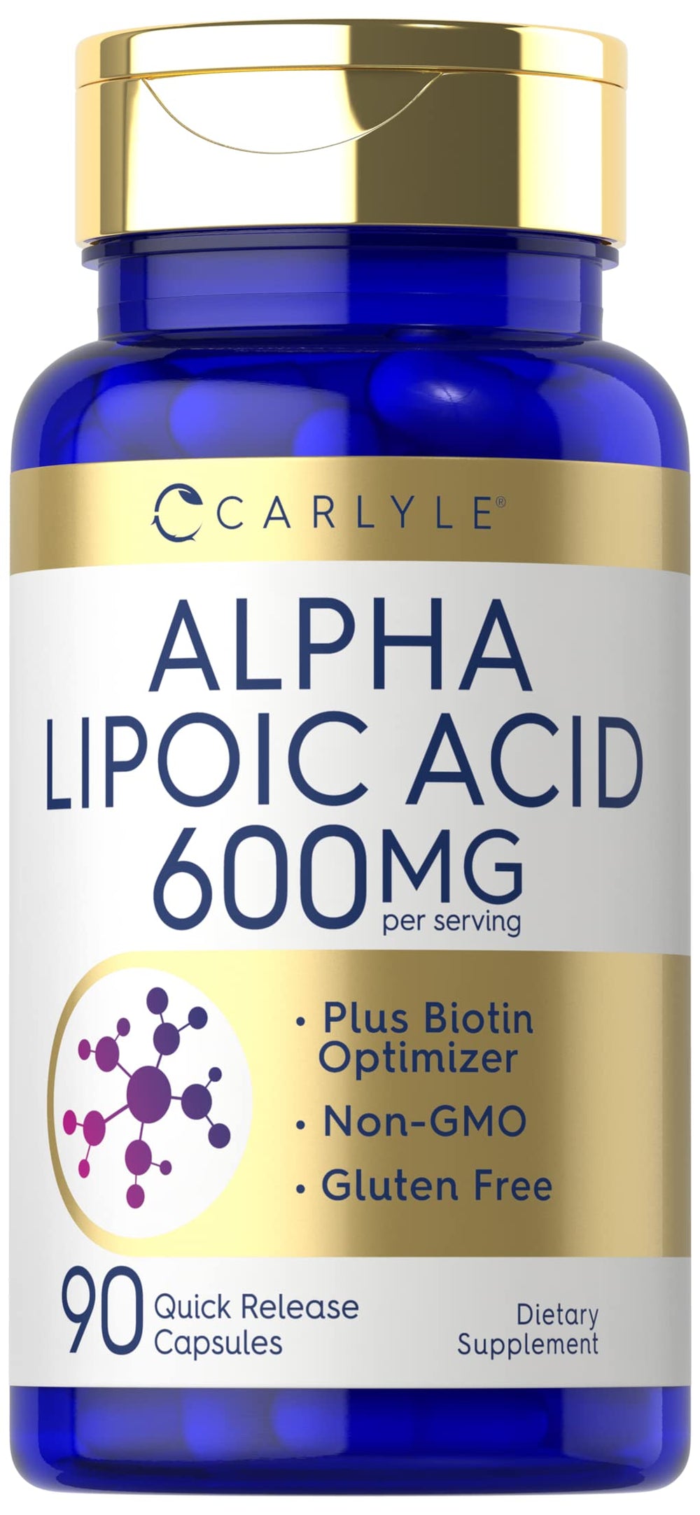 Bottle of Carlyle Alpha Lipoic Acid 600mg with Biotin optimizer