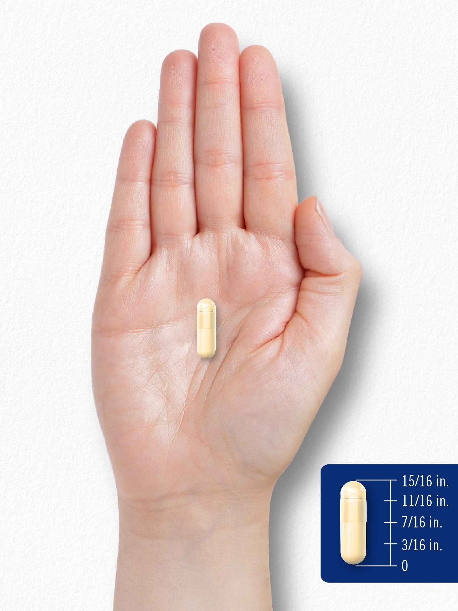 Bottle on white background with 90 capsules