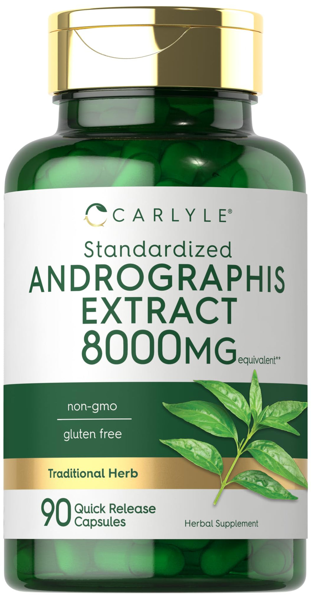 Bottle of Carlyle Andrographis Paniculata capsules with product label