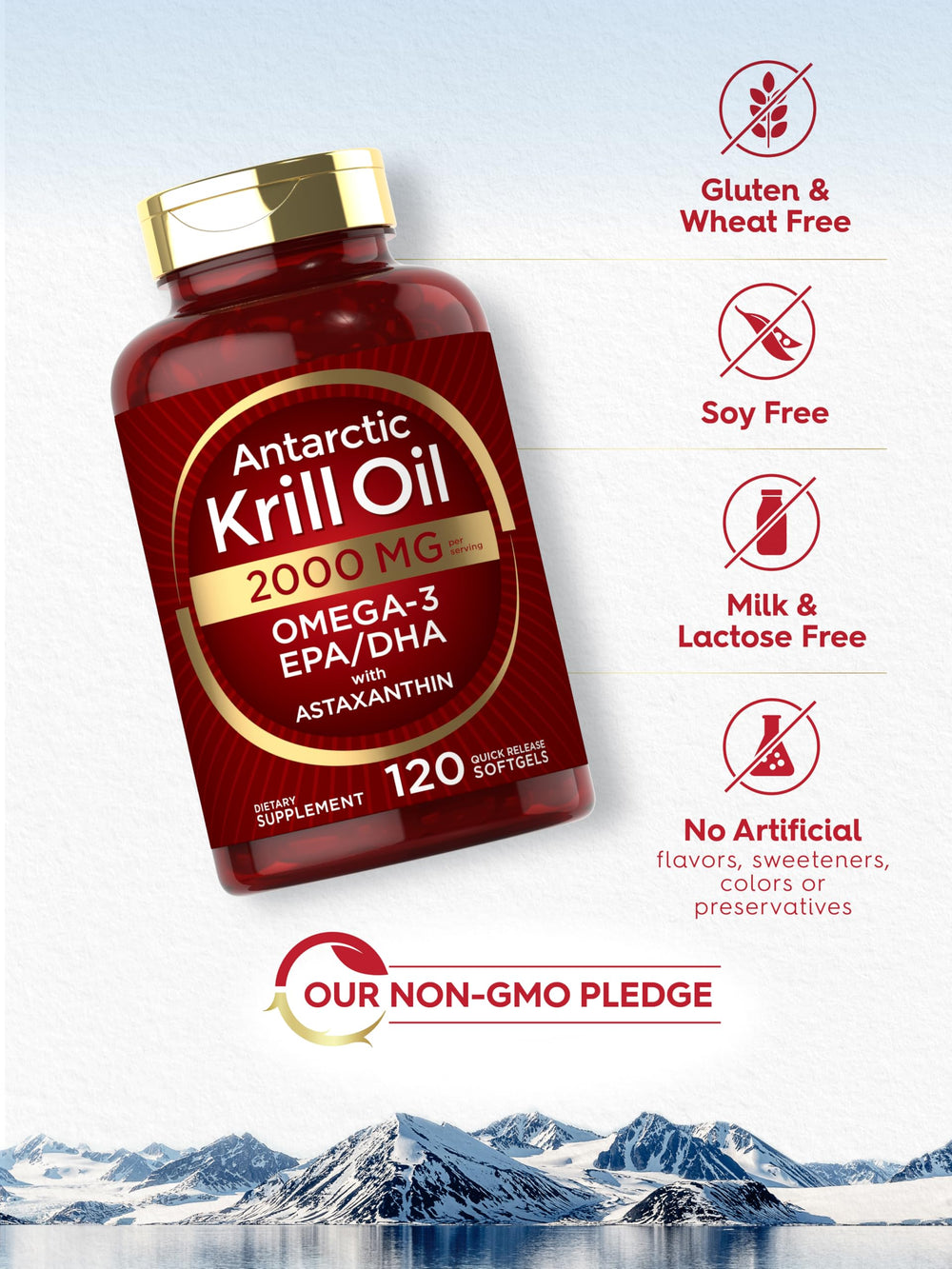 Purity and ingredients label for Carlyle Krill Oil