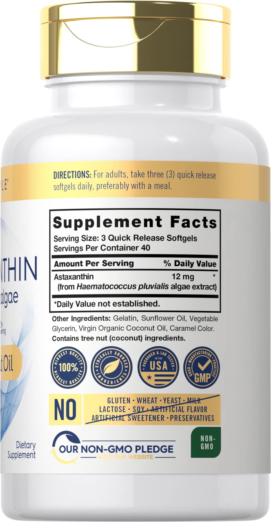 Softgel capsules with coconut oil illustration