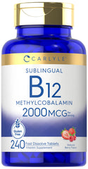 Carlyle B12 2000 mcg Berry Flavor sublingual tablets bottle