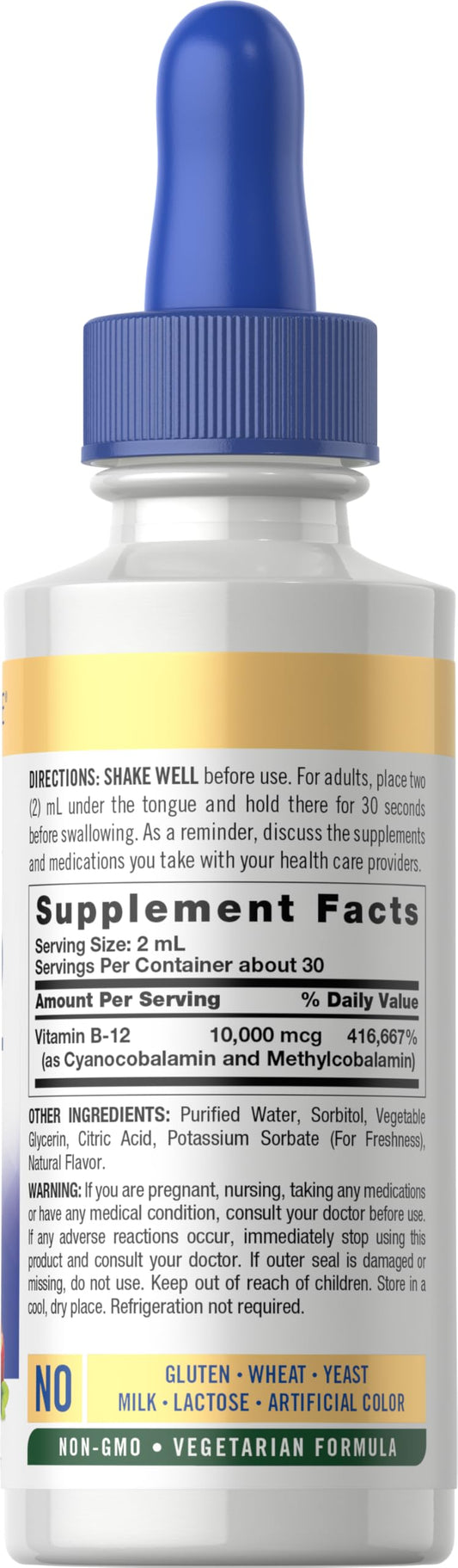 Front label of Carlyle B12 sublingual drops