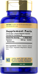 Close-up of Vitamin B-2 400mg label