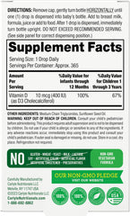 Product label highlighting 400 IU per drop and 365 servings
