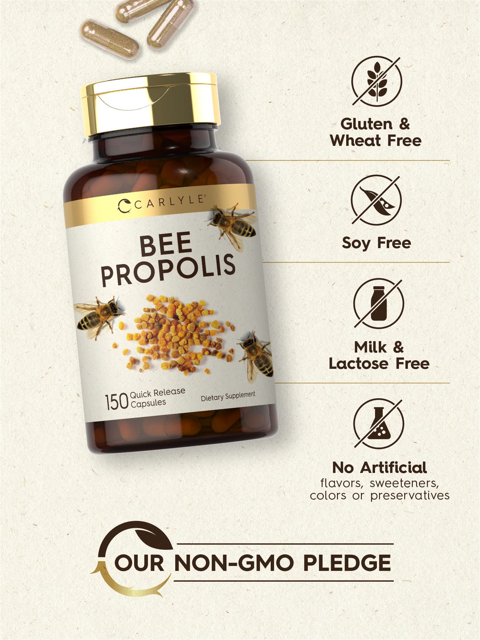 Lab-tested Carlyle Bee Propolis quality label