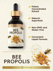 Carlyle Bee Propolis Tincture Drops being dispensed from the dropper.
