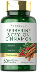 Carlyle Berberine with Ceylon Cinnamon bottle showing 2000mg complex