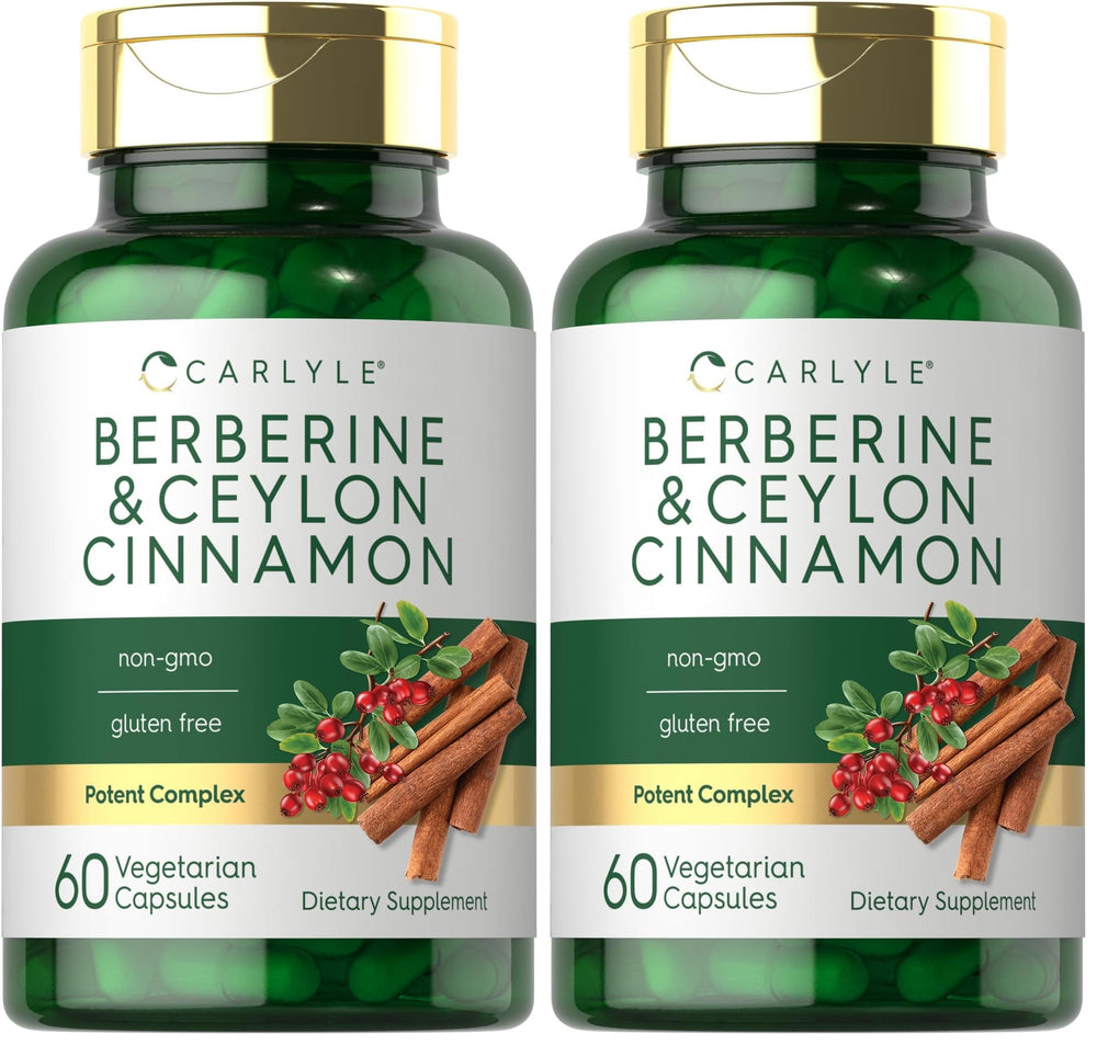 Carlyle Berberine with Ceylon Cinnamon bottle on a white backdrop