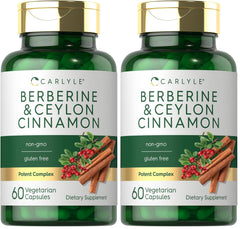 Carlyle Berberine with Ceylon Cinnamon bottle on a white backdrop