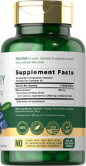 Rear view of Carlyle Bilberry Extract Capsules bottle with information