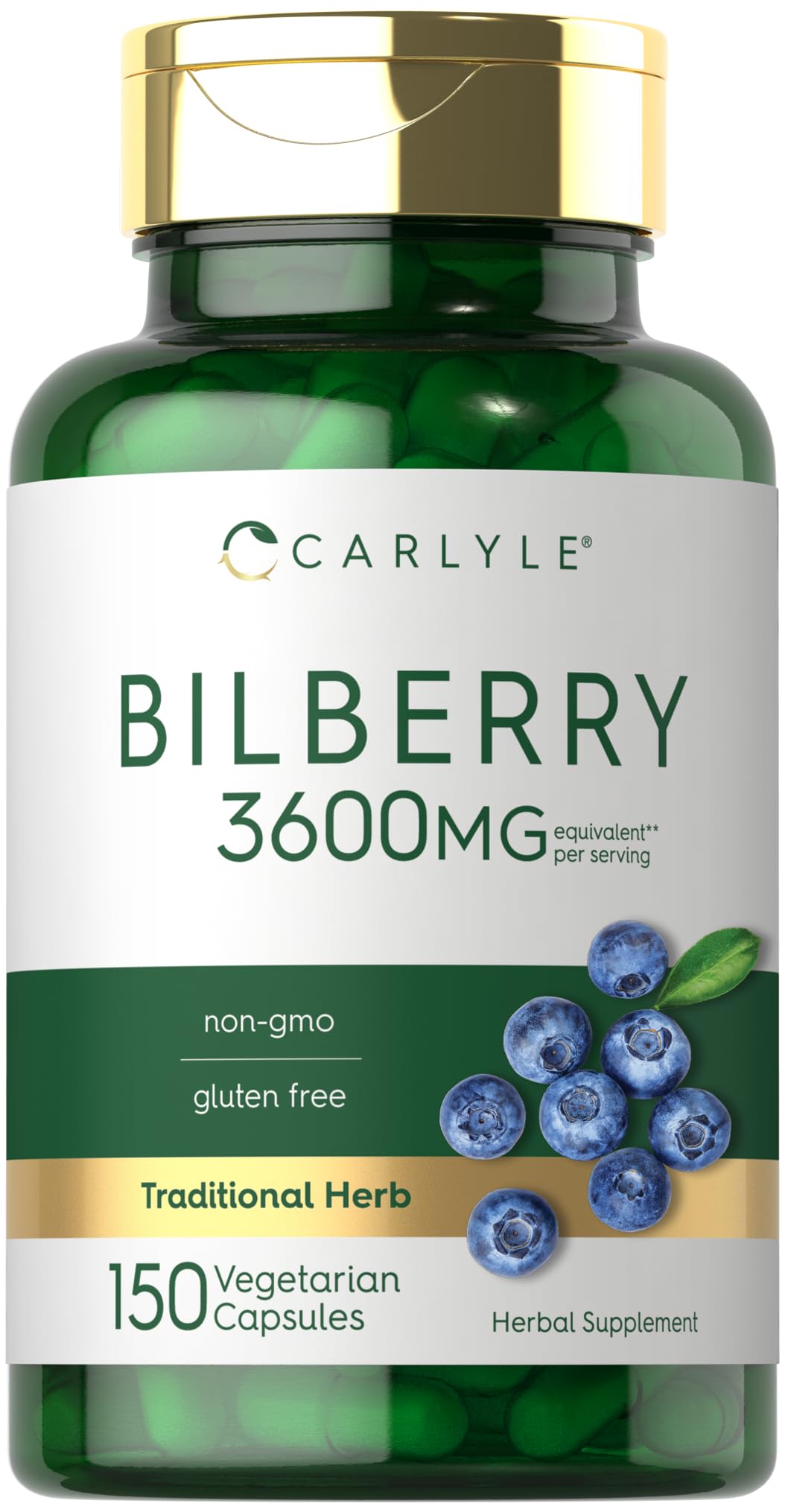 Front view of Carlyle Bilberry Extract Capsules bottle