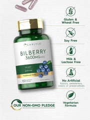 Ingredients panel for Carlyle Bilberry Extract Capsules