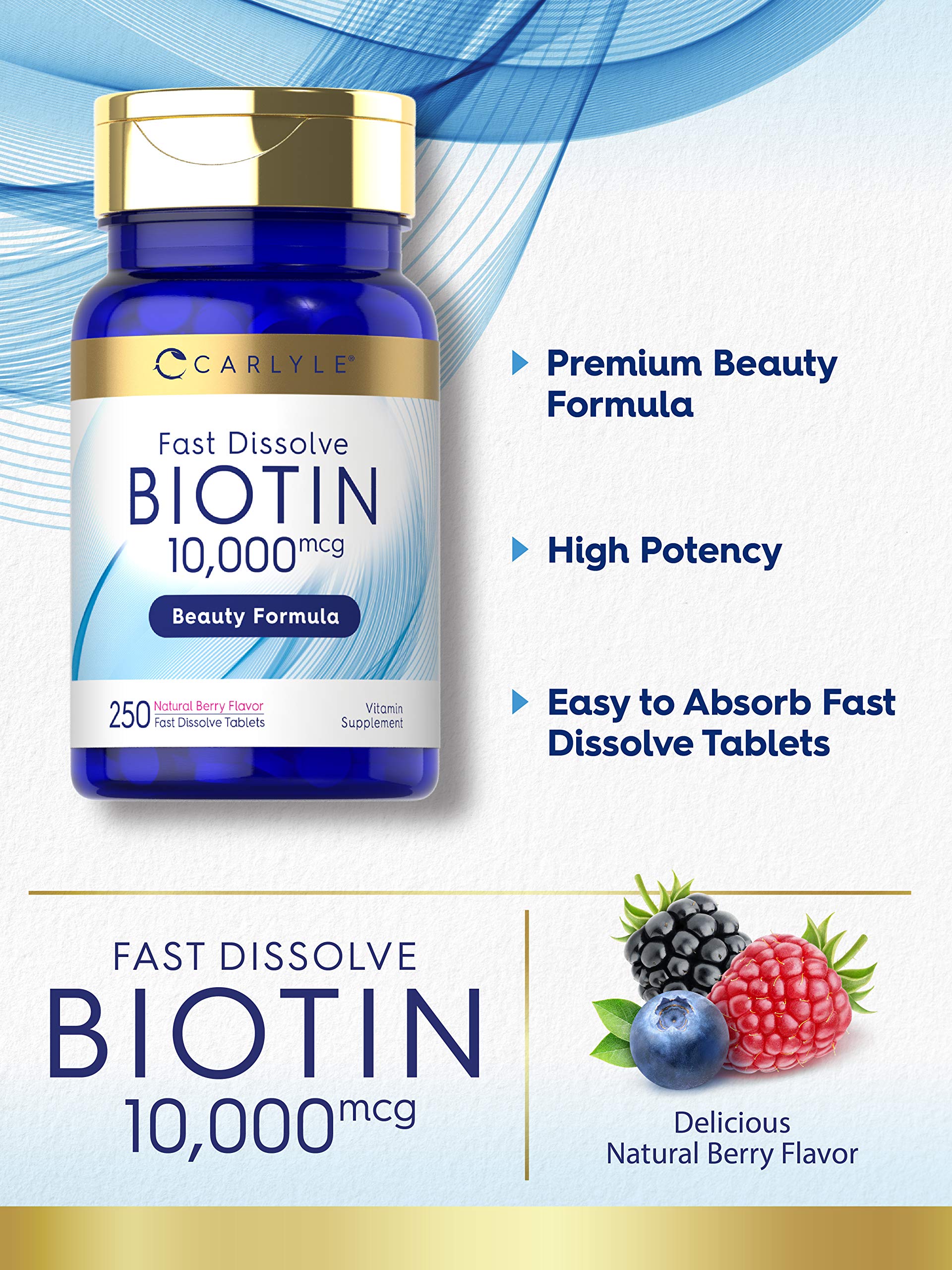 Berry-flavored Biotin tablets packaging