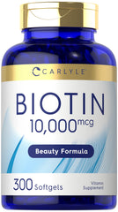 Carlyle Biotin 10000mcg 300 softgels front view