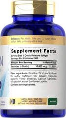 Carlyle Biotin 10000mcg 300 softgels label