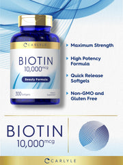 Nutrition facts panel for Carlyle Biotin supplement