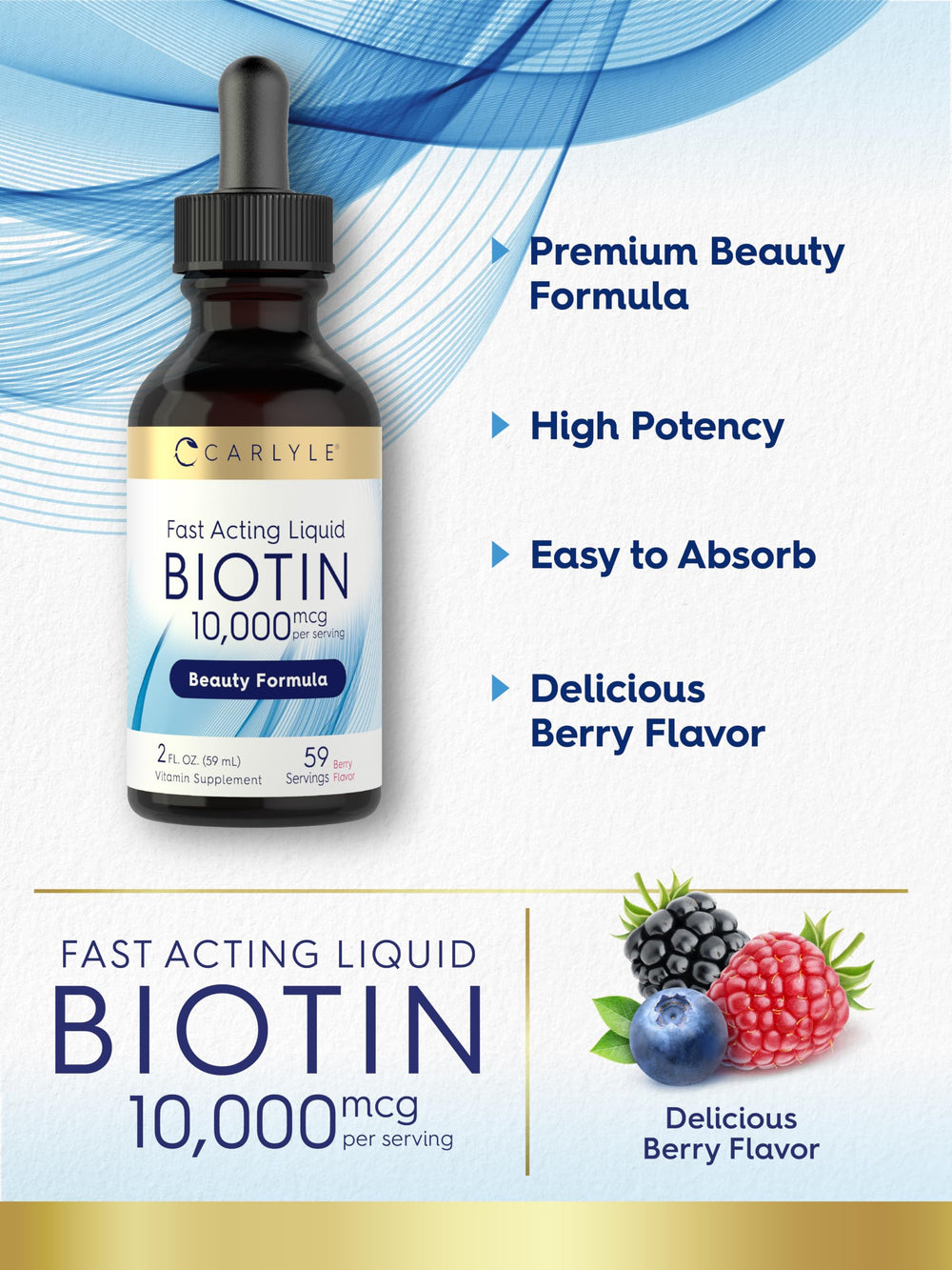 Biotin 10000mcg bottle label close-up