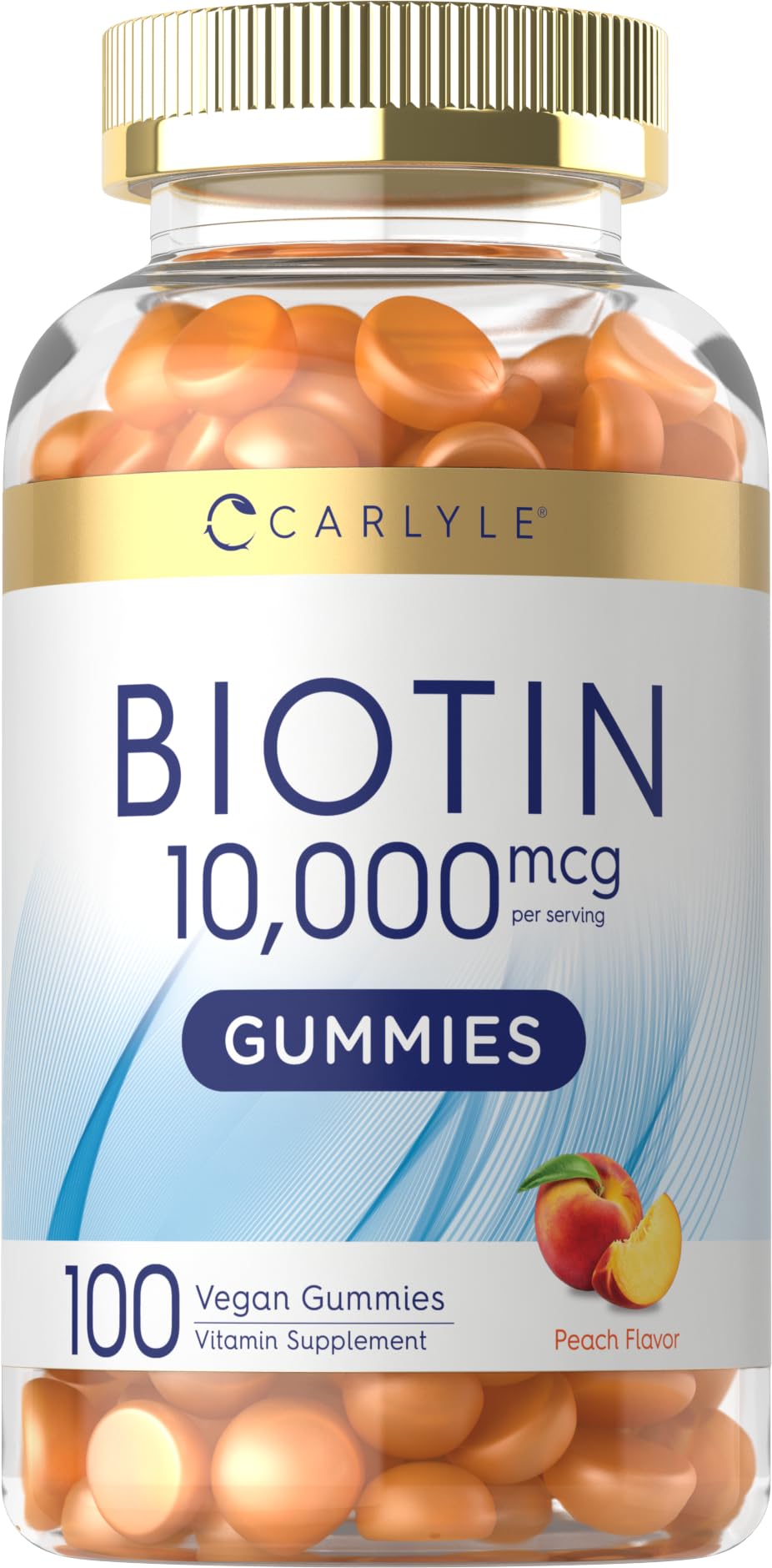 Carlyle Biotin 10000mcg Gummies Peach Flavor bottle front