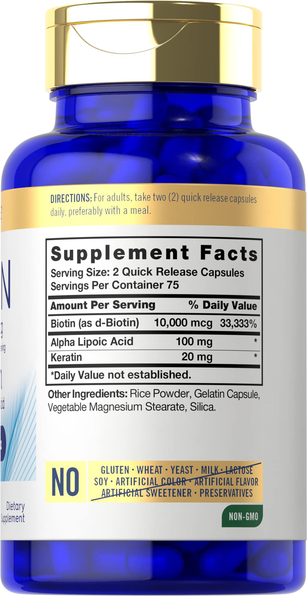 Close-up of Biotin 10000mcg with Keratin beauty formula