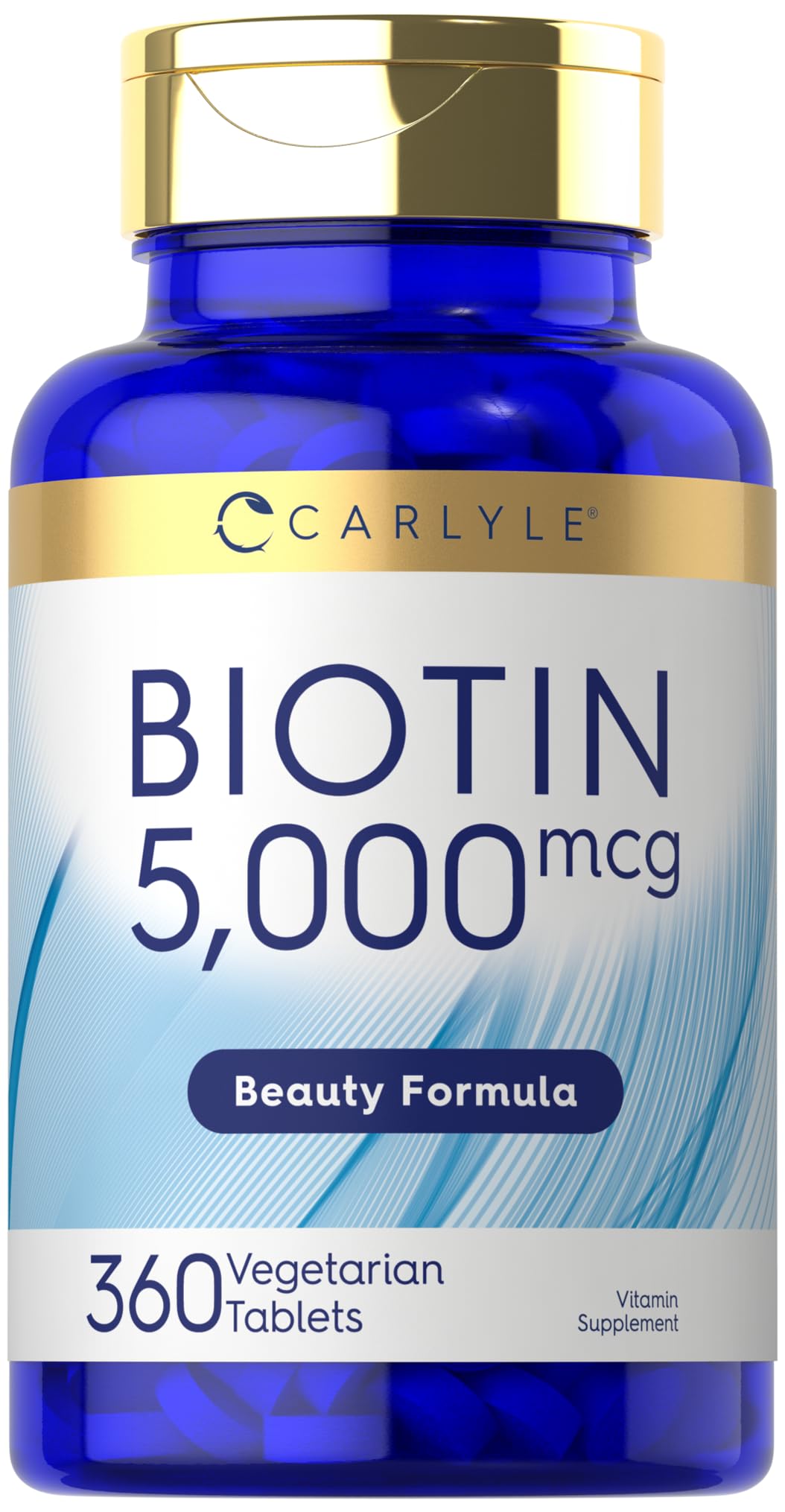 Carlyle Biotin 5000 mcg bottle with 360 vegetarian tablets