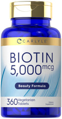 Carlyle Biotin 5000 mcg bottle with 360 vegetarian tablets
