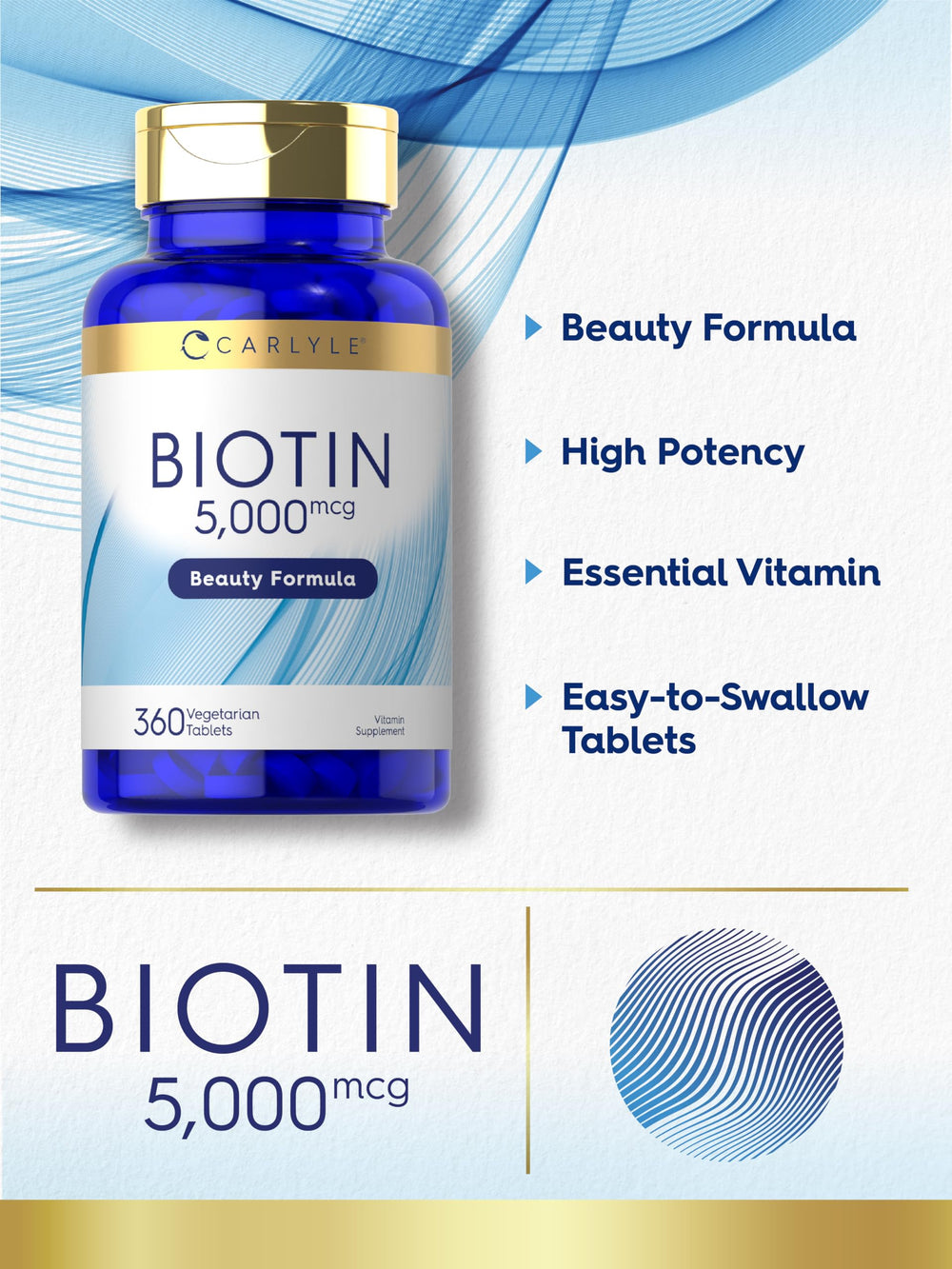 Extra-strength Biotin 5000 mcg tablet close-up