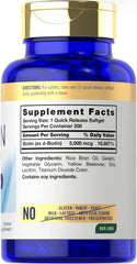 Close-up of Carlyle Biotin 5000mcg softgels label