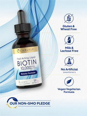 Graphic showing berry-flavored biotin drops