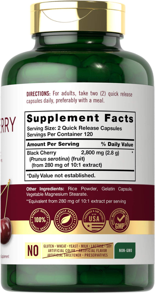 Close-up of Carlyle Black Cherry Extract concentrate label