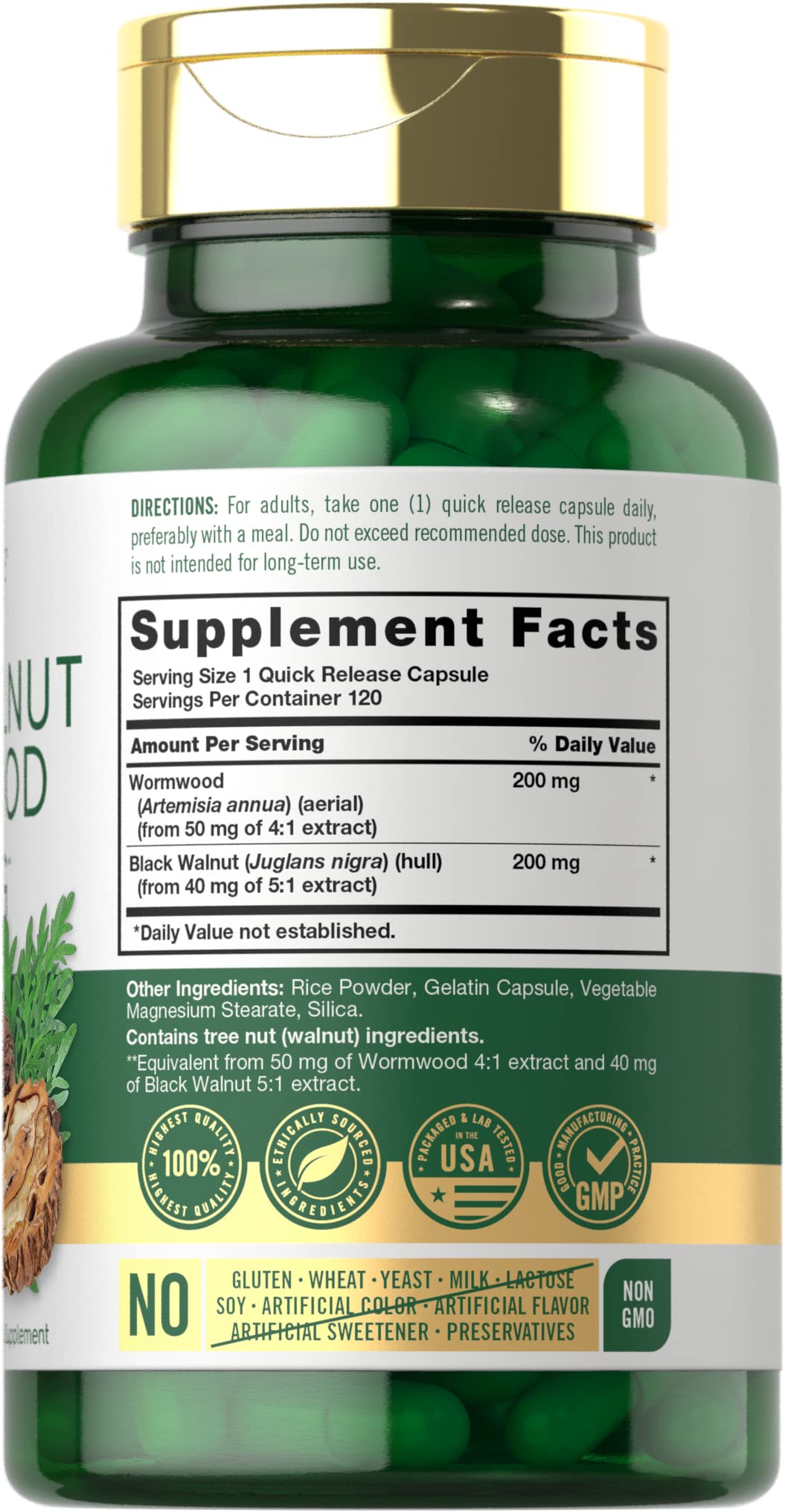 Capsules from Carlyle Black Walnut Wormwood supplement