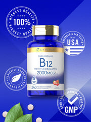 Supplement facts and ingredients for Carlyle B12 2000 mcg