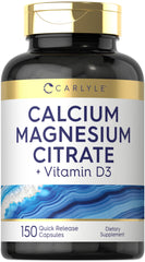 Front view of Carlyle Calcium Magnesium Citrate with Vitamin D3 bottle