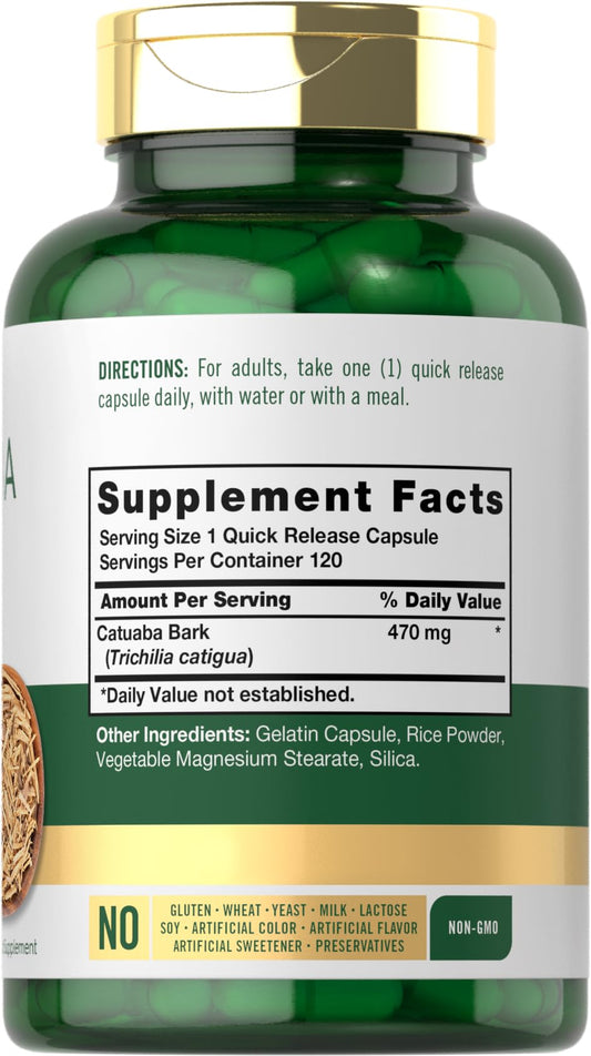 Carlyle Catuaba Bark Extract capsules close-up