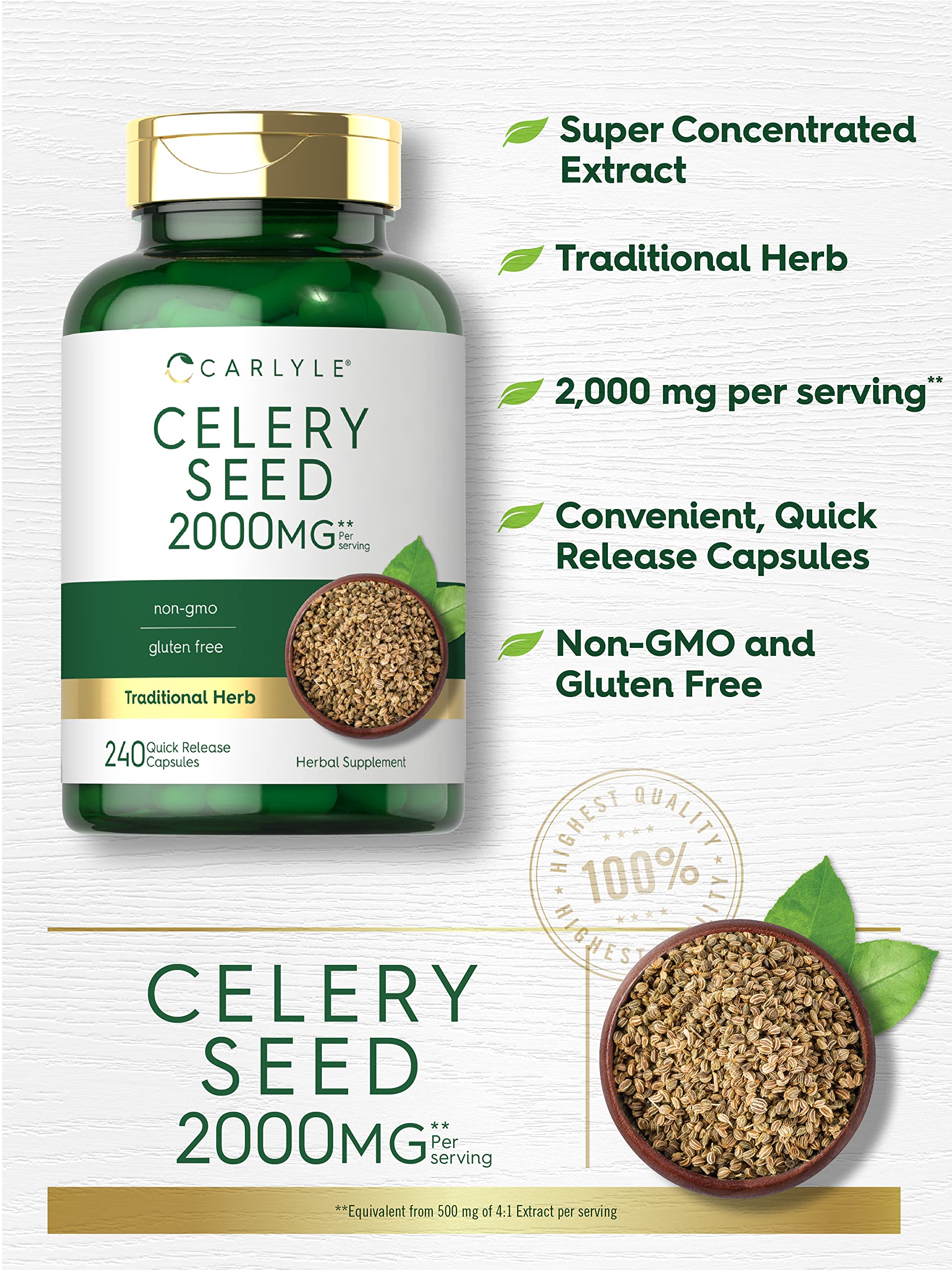 Packaging of Carlyle Celery Seed Extract Capsules