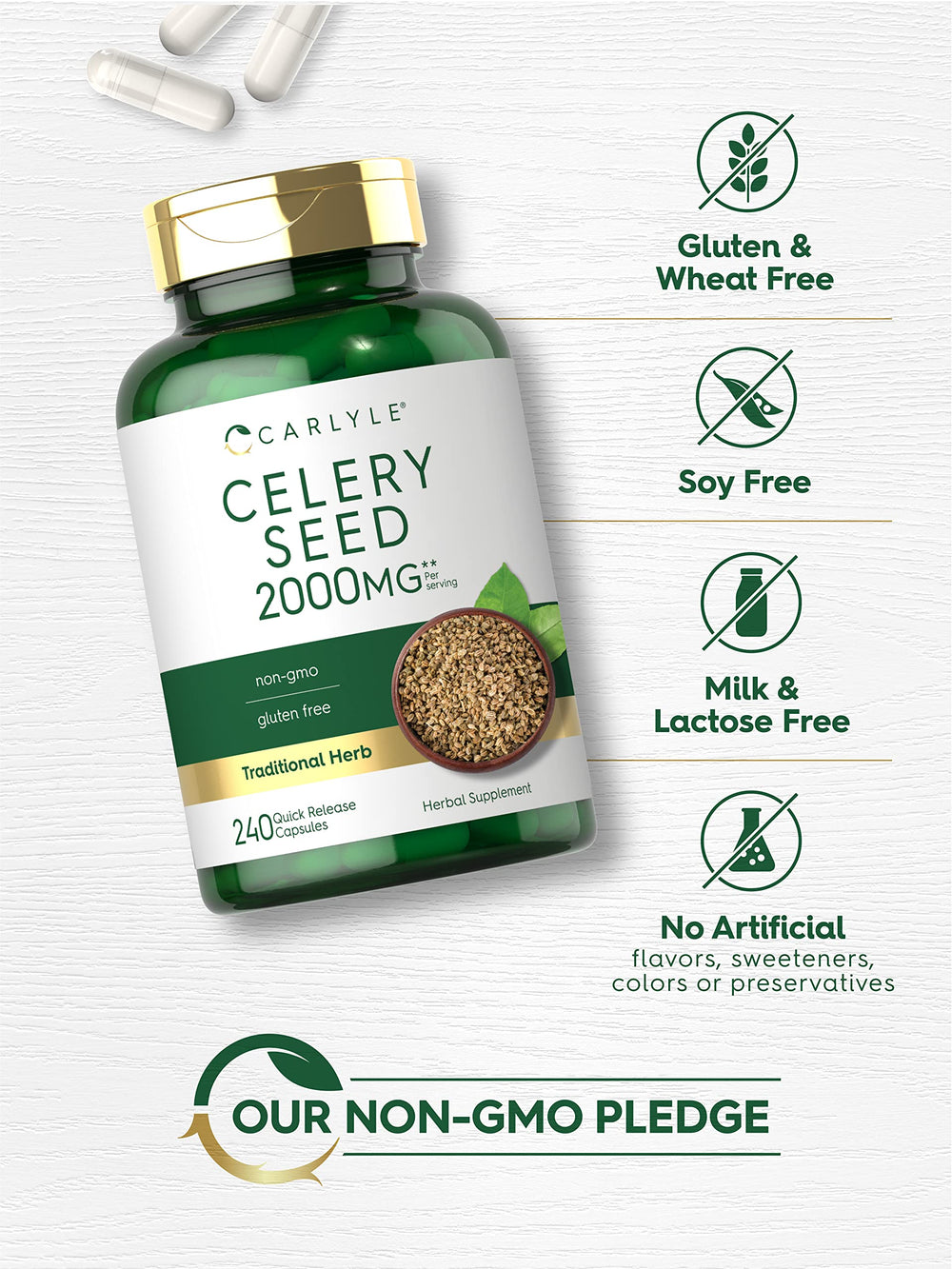 Two quick-release Celery Seed Extract capsules