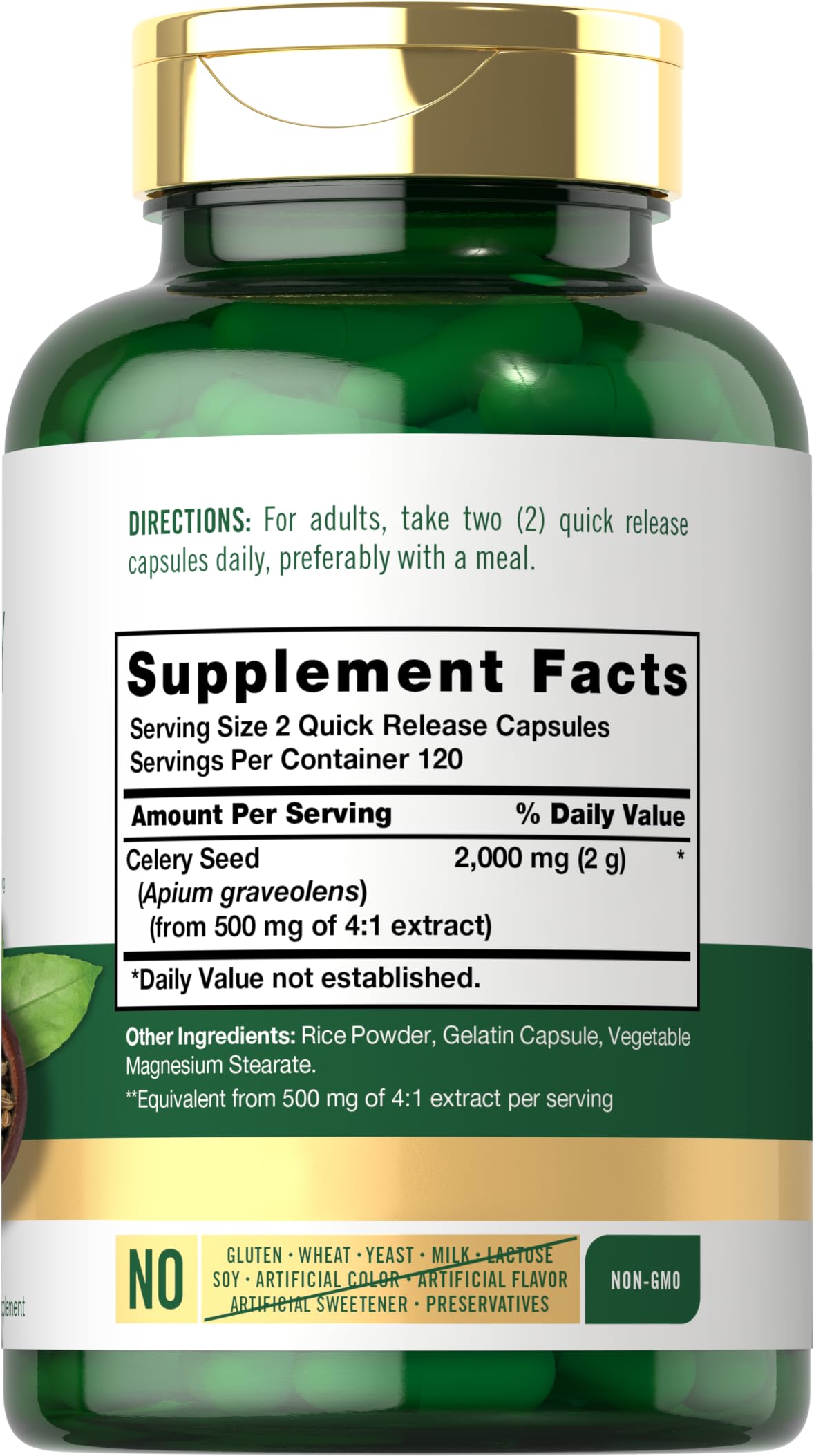 Close-up of Celery Seed Extract ingredients panel