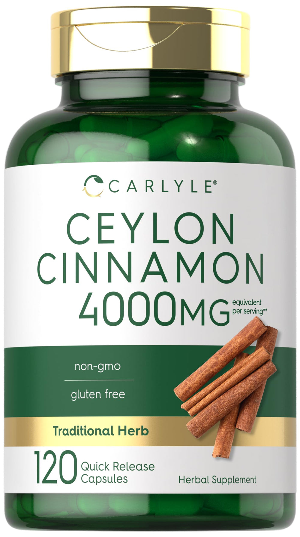 Bottle of Carlyle Ceylon Cinnamon Capsules 120-count