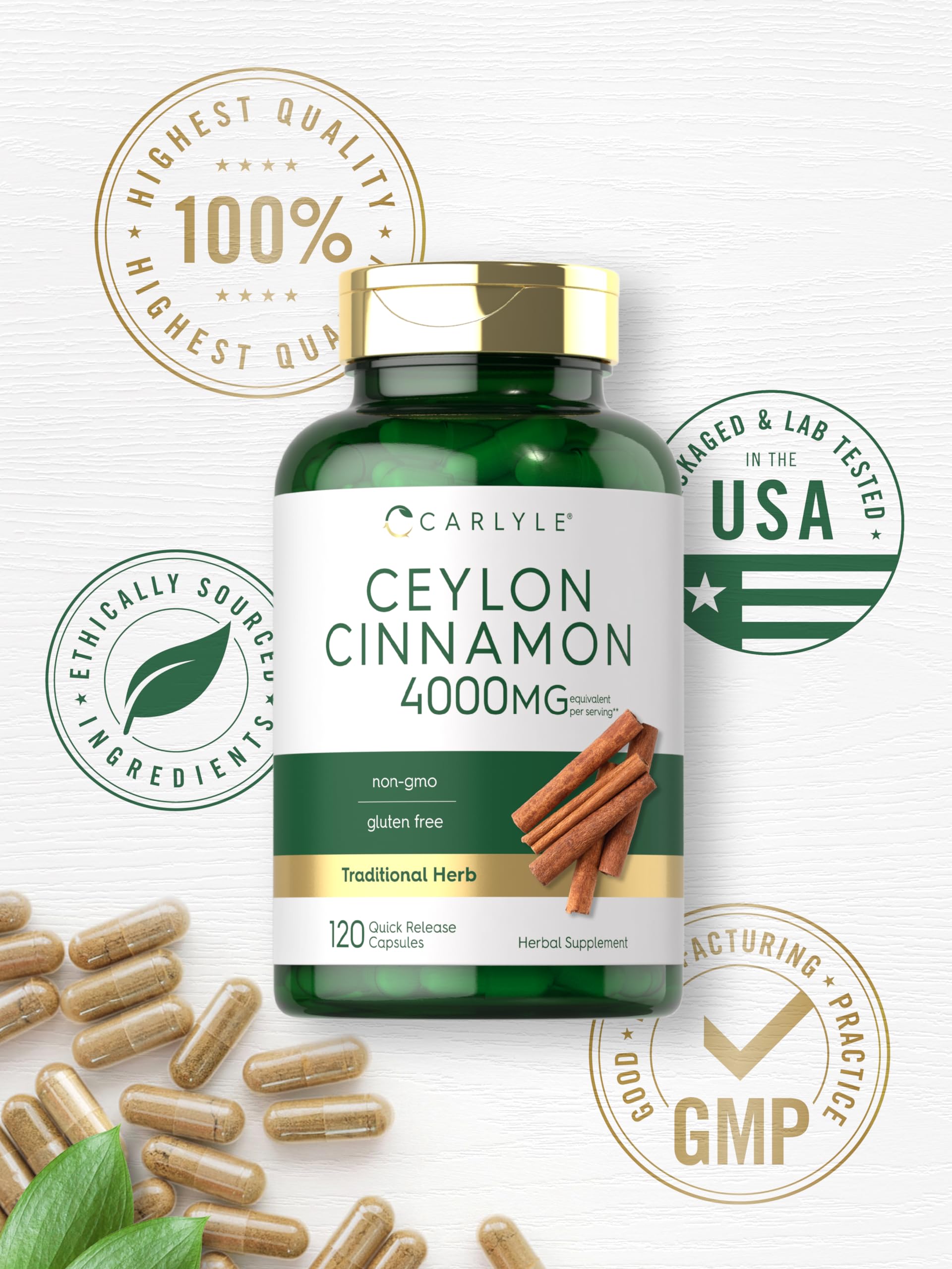 Laboratory tested Carlyle Cinnamon Capsules with trusted ingredients