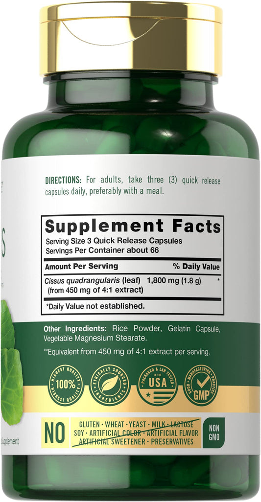 Close-up of Cissus Quadrangularis 1800mg capsule