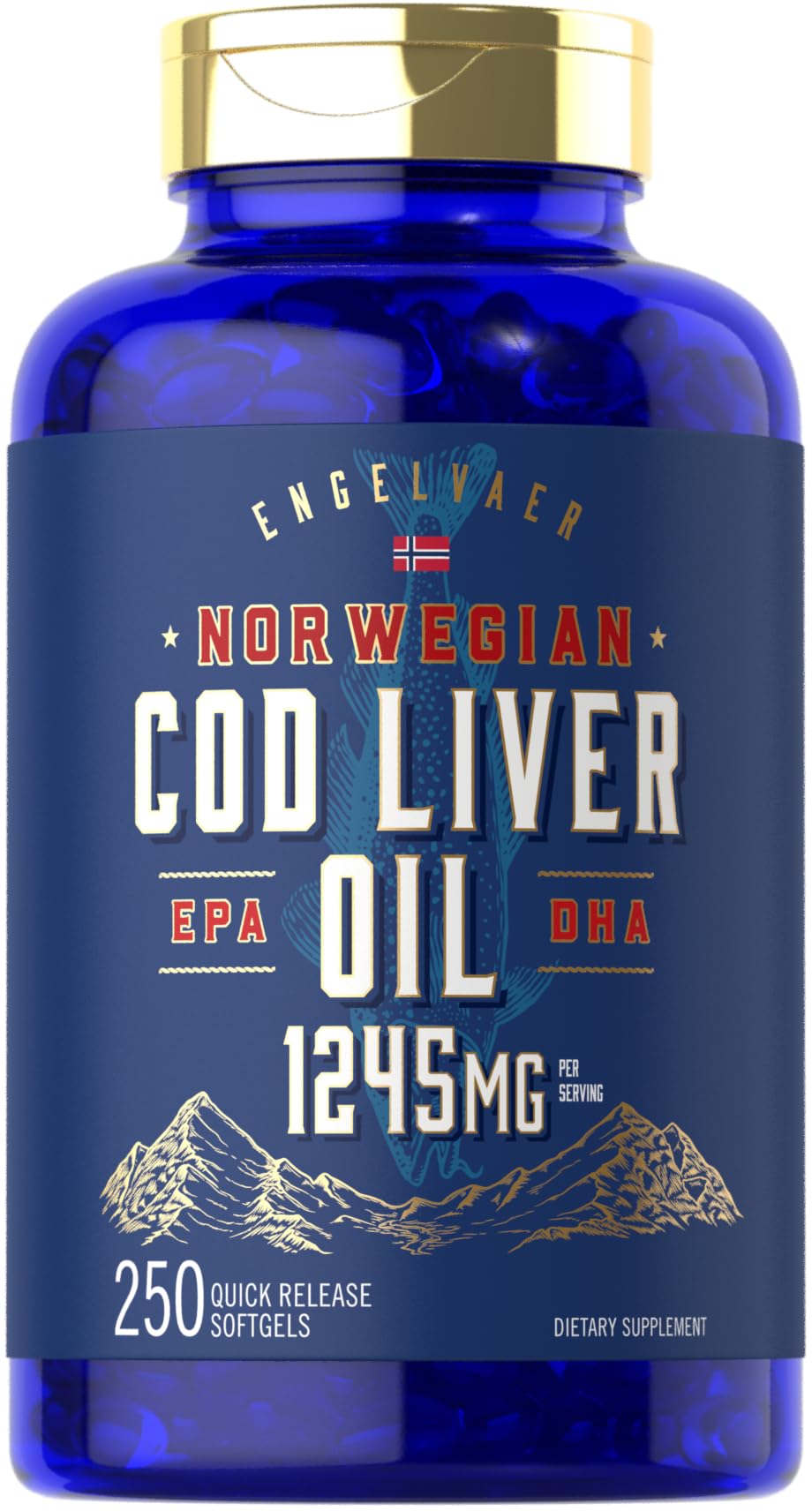 Carlyle Cod Liver Oil Softgels bottle label 1245 mg
