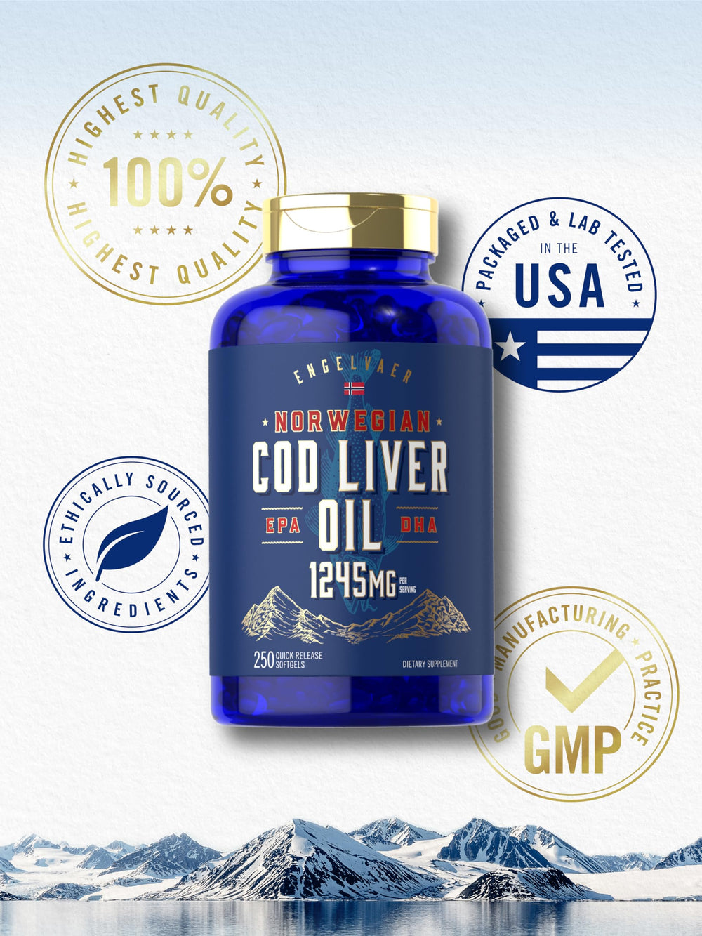 Gluten-free and non-GMO Carlyle cod liver oil features
