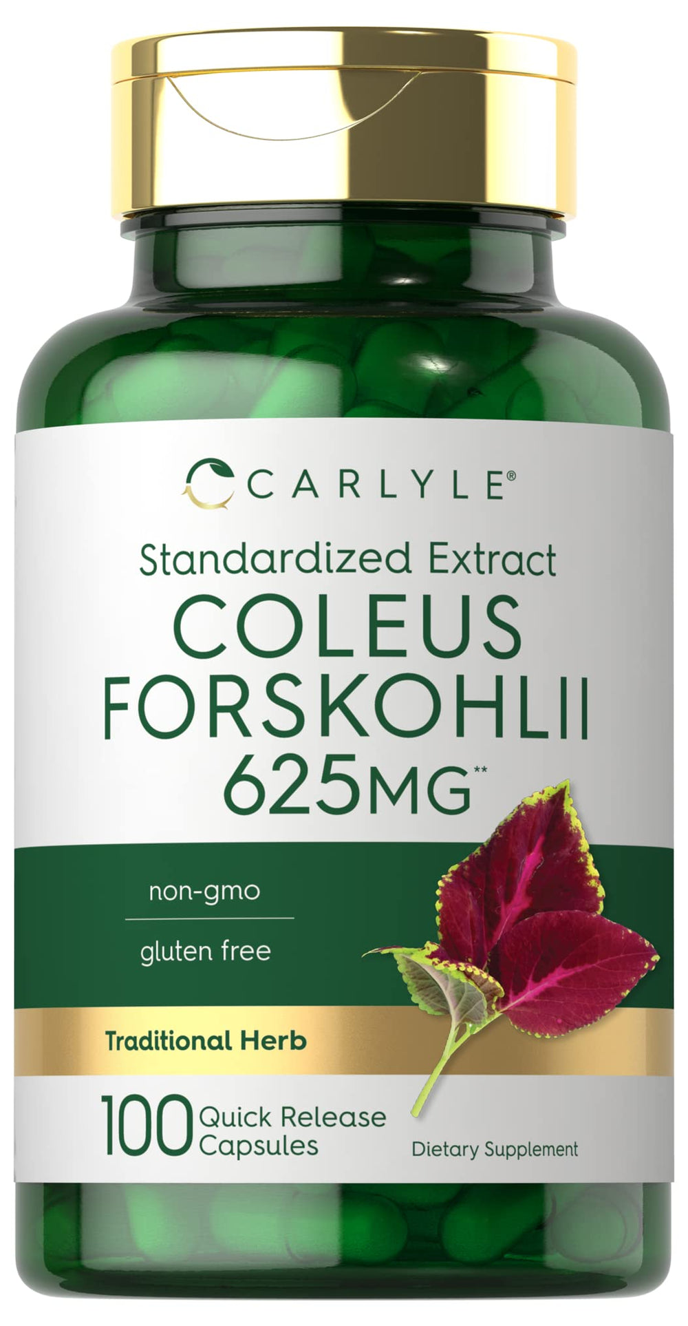 Carlyle Coleus Forskohlii Capsules bottle - 625mg, 100 count