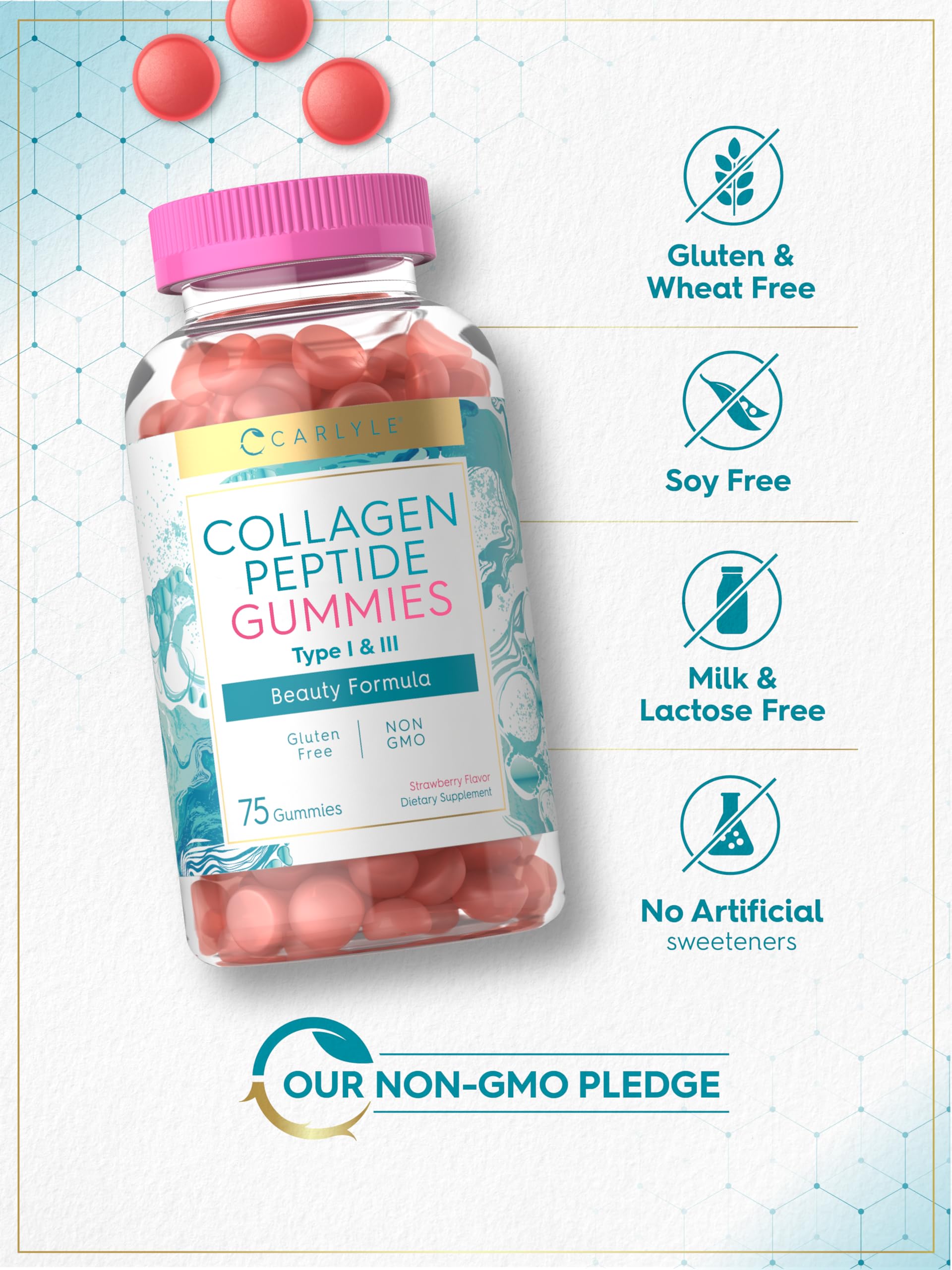 Label highlighting hydrolyzed Type 1 & 3 collagen