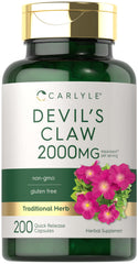 Front view of Carlyle Devils Claw 2000 mg bottle