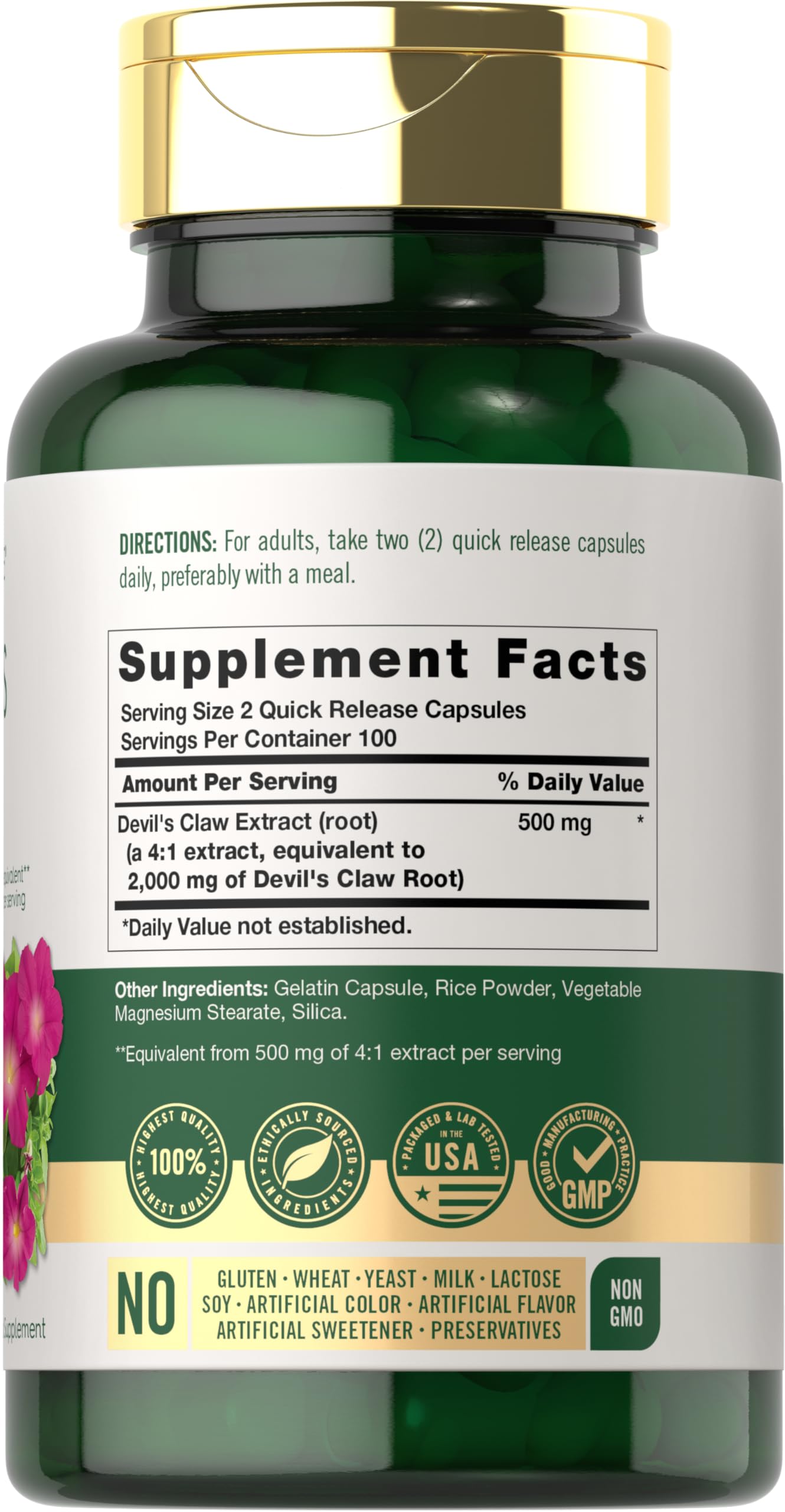 Lab testing seal and quality claim on Carlyle bottle