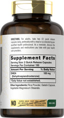 Carlyle DHEA 100mg 300 capsules bottle back label with supplement facts